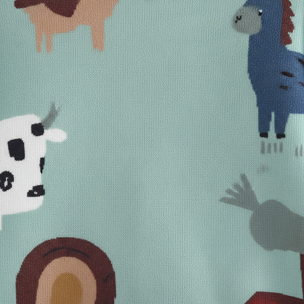 Kids cartoon print jumper with farm animals and tractors cosy thick knit