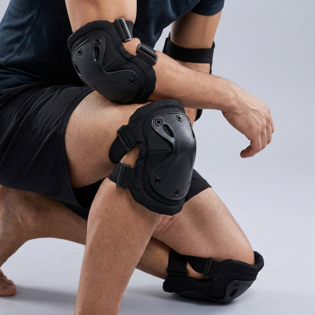 Tactical knee and elbow pads set for outdoor activities