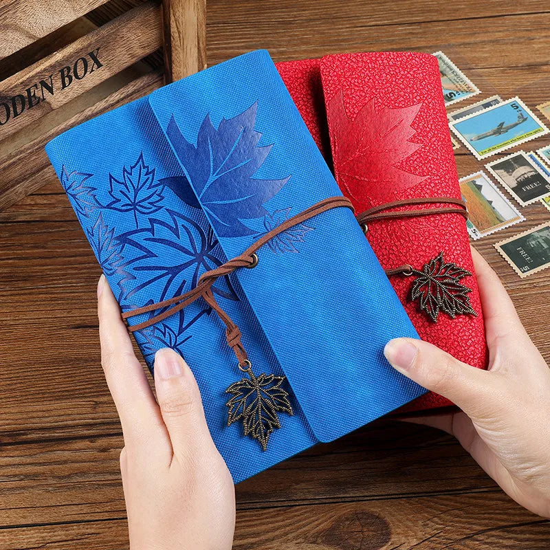 Vintage travellers notebook with refillable loose leaf pages and wraparound closure