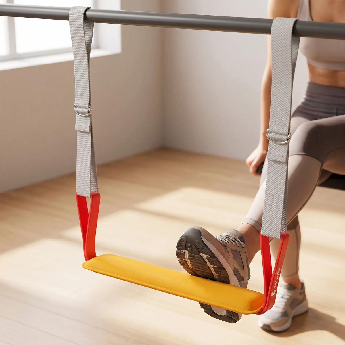 Pull up assistance band set with adjustable straps and padded foot rest