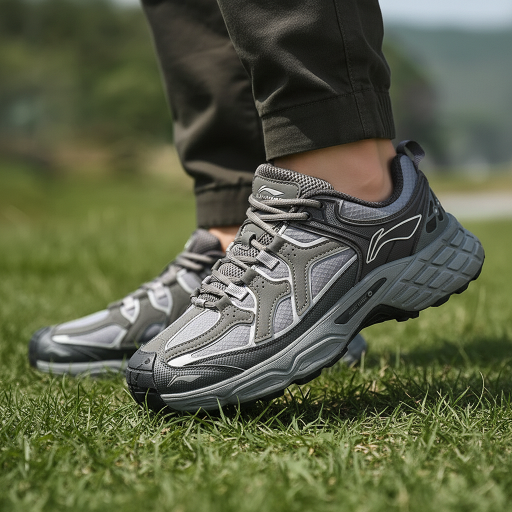 Lightweight hiking shoe with foam cushioning and breathable polyester upper