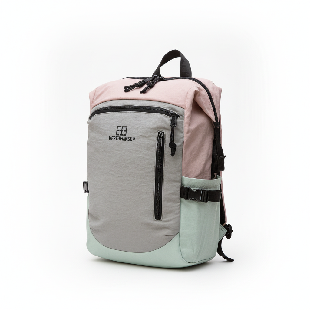 Lightweight nylon daypack with water-resistant fabric and padded straps