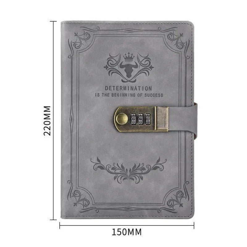 Lockable A5 journal with vintage embossed cover and combination lock