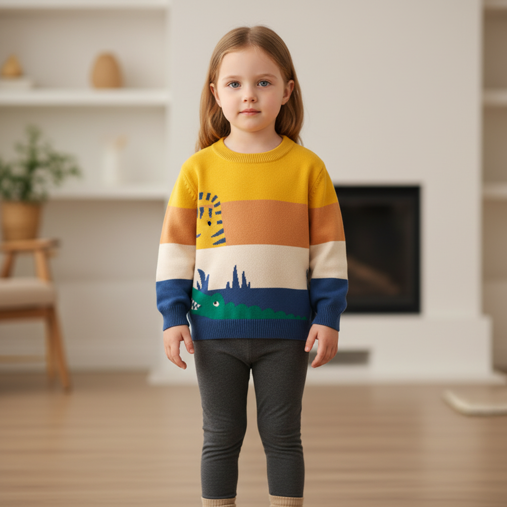 Kids striped cotton pullover with long sleeves and regular fit
