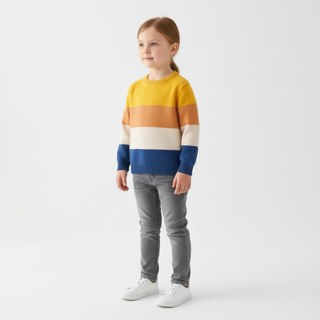 Kids striped cotton pullover with long sleeves and regular fit