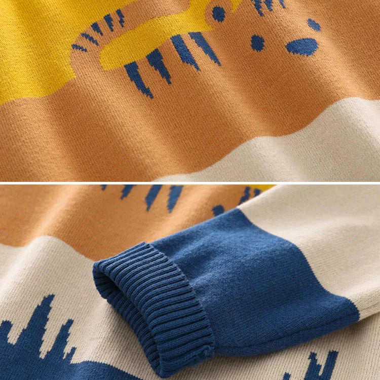 Kids striped cotton pullover with long sleeves and regular fit