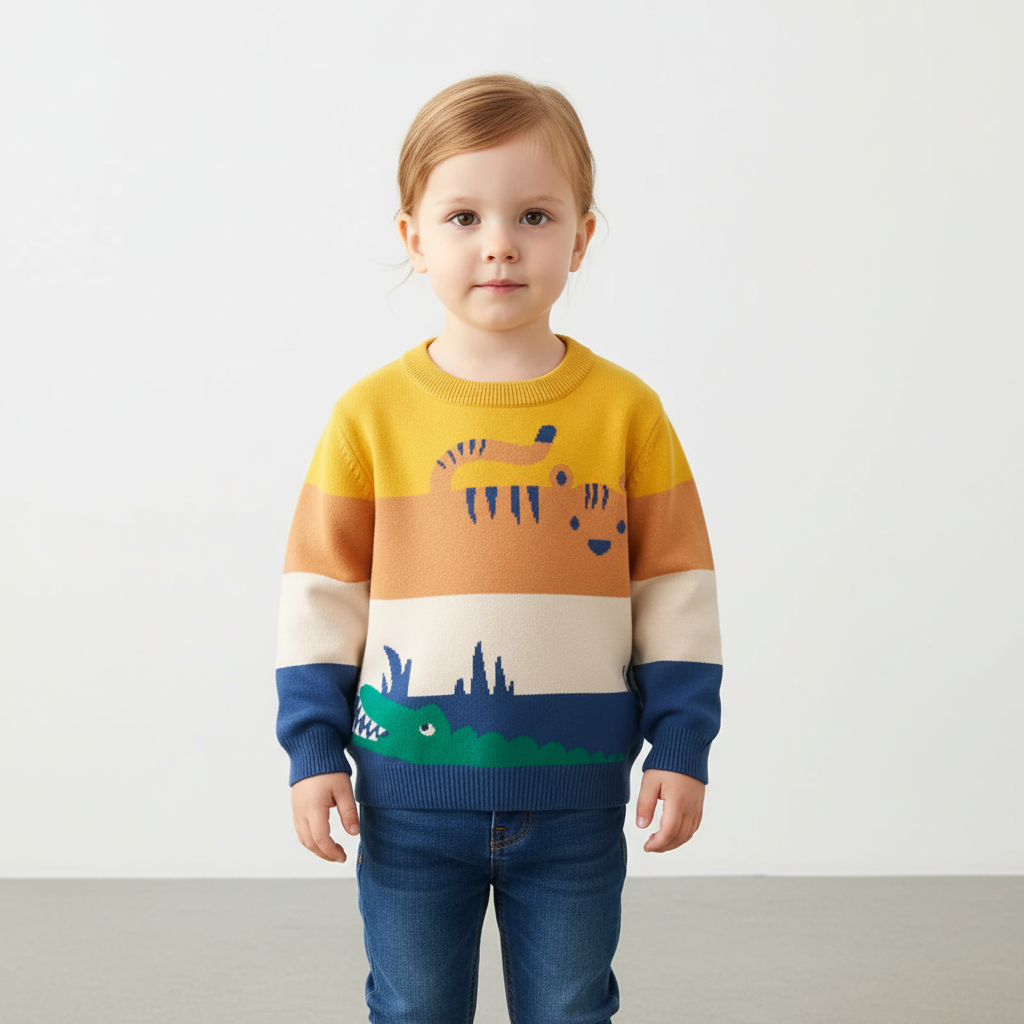 Kids striped cotton pullover with long sleeves and regular fit