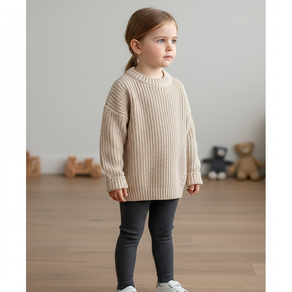 Long sleeve knitted pullover for babies and toddlers