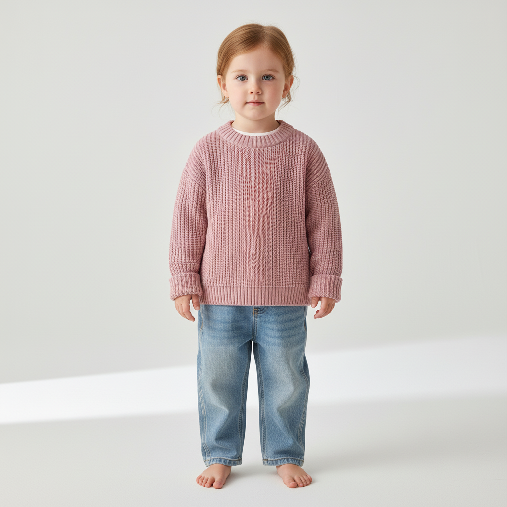 Long sleeve knitted pullover for babies and toddlers