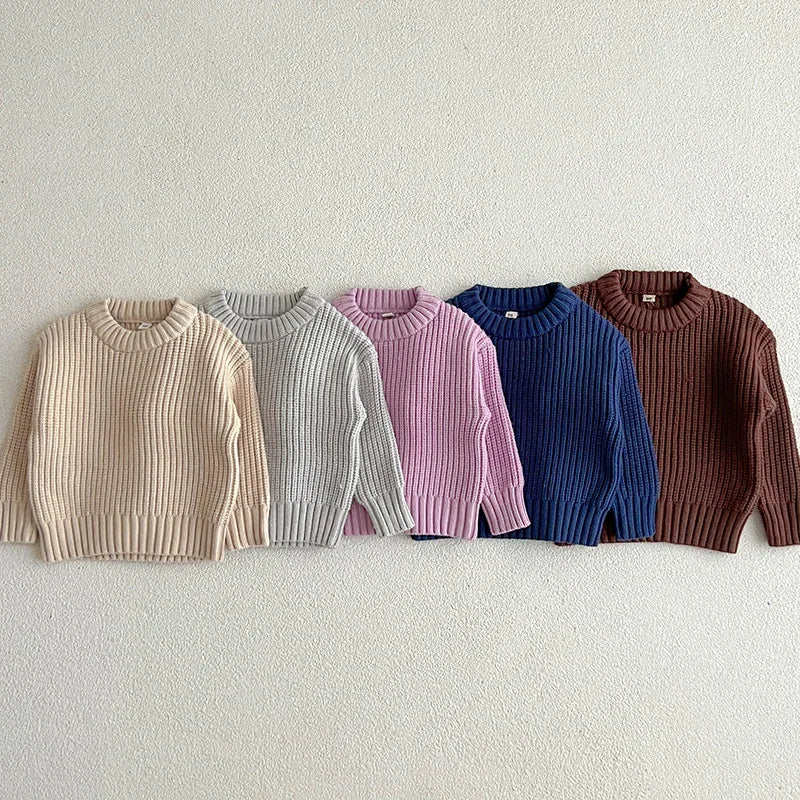 Long sleeve knitted pullover for babies and toddlers