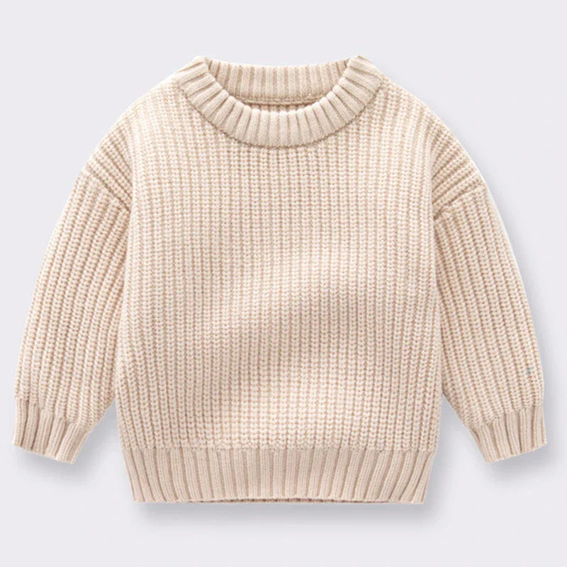 Kids long sleeve ribbed knit jumper crew neck soft warm