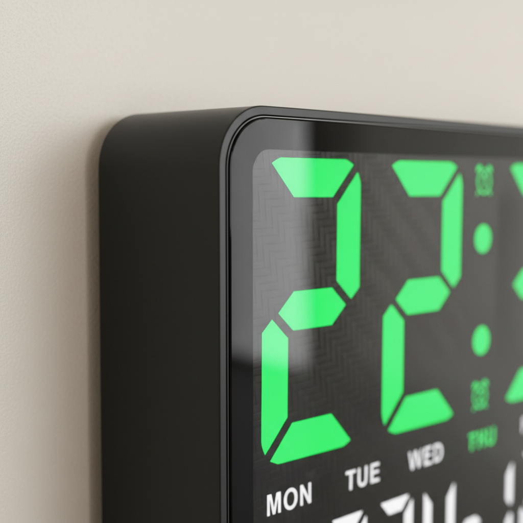 Large digital LED wall clock with temperature and humidity display