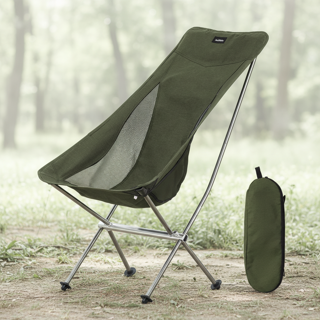 Ultralight high back folding camping chair with breathable mesh panels
