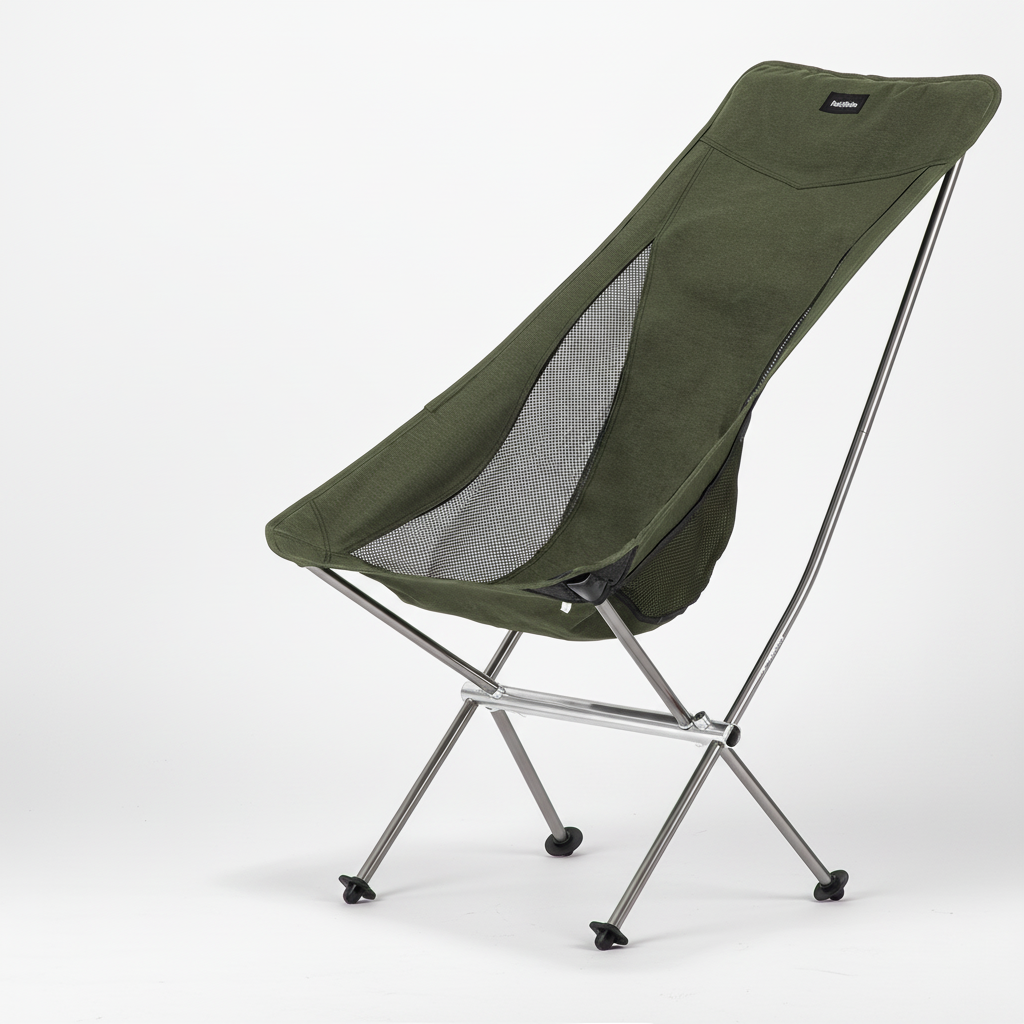 Ultralight high back folding camping chair with breathable mesh panels