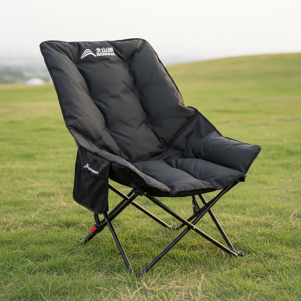 High back folding camping chair with adjustable backrest and supportive seating