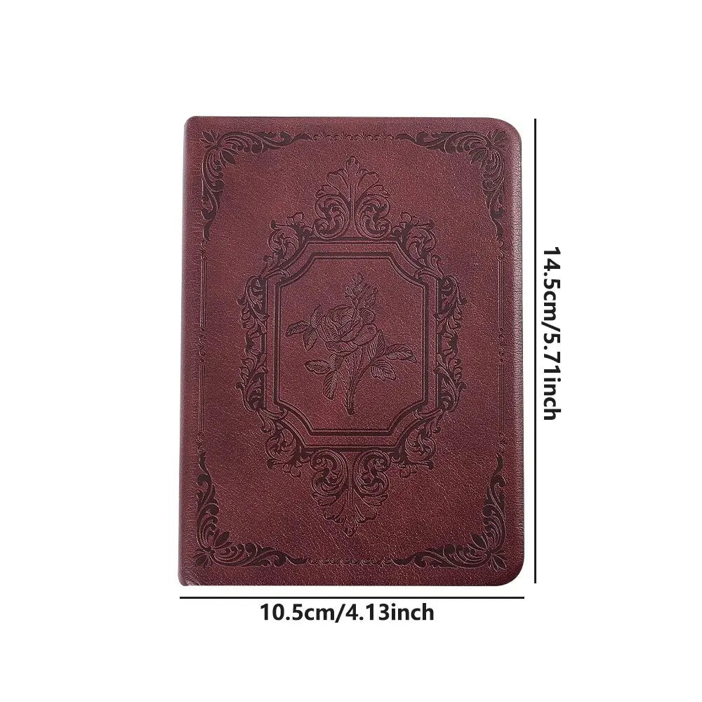 Vintage pocket journal A6 with embossed cover and thick lined pages