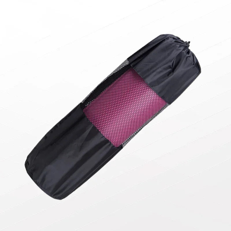 Yoga mat carrier with drawstring closure and breathable mesh ventilation