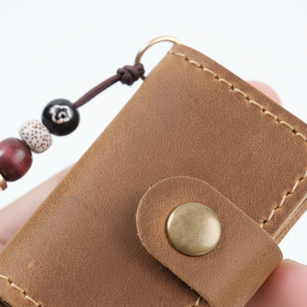 Mini pocket notebook with vintage retro finish and snap closure