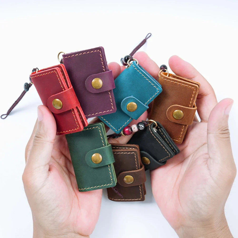 Mini pocket notebook with vintage retro finish and snap closure