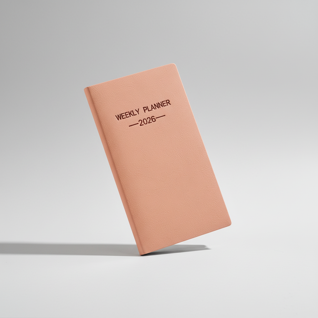 A6 weekly planner notebook with soft textured cover and smooth inner pages