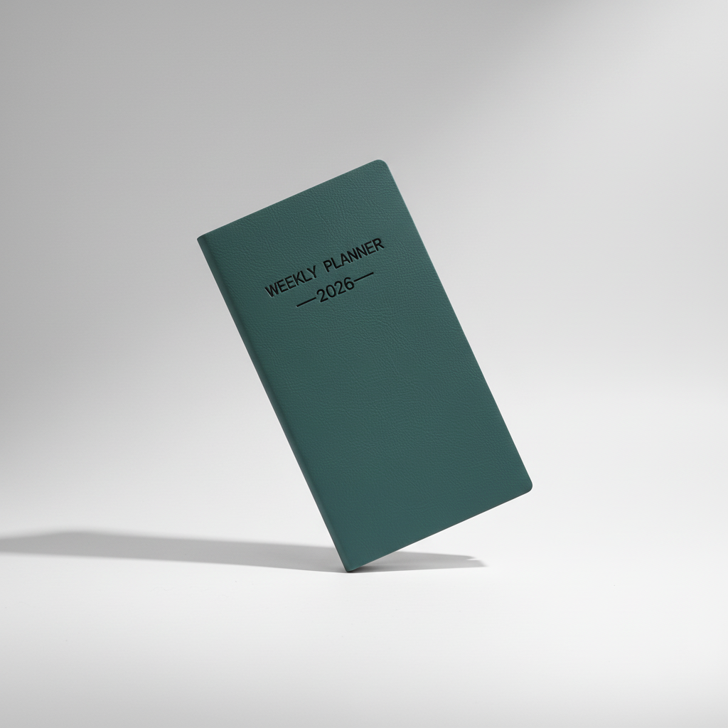 A6 weekly planner notebook with soft textured cover and smooth inner pages