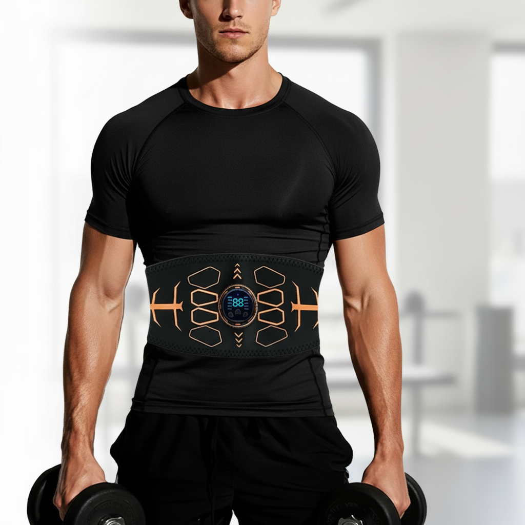 Wireless rechargeable EMS abdominal belt for core muscle toning