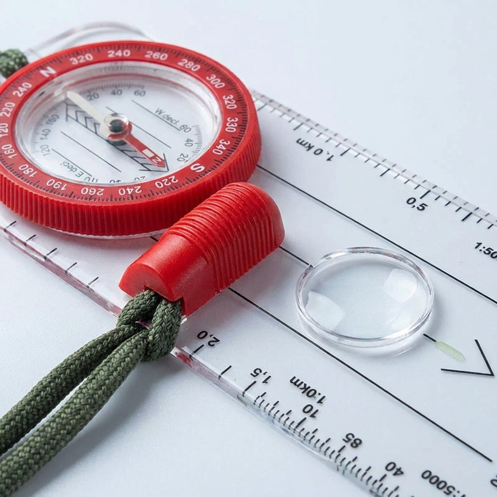 Baseplate field compass with luminous dial and map scales
