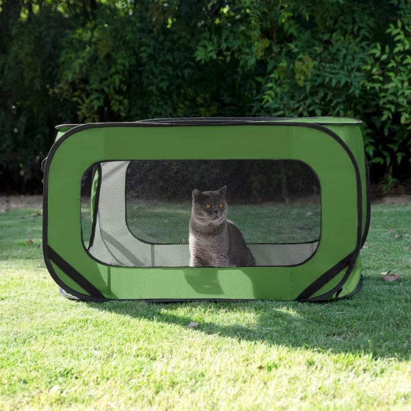 Pop-up pet kennel with mesh panels for large dogs and cats