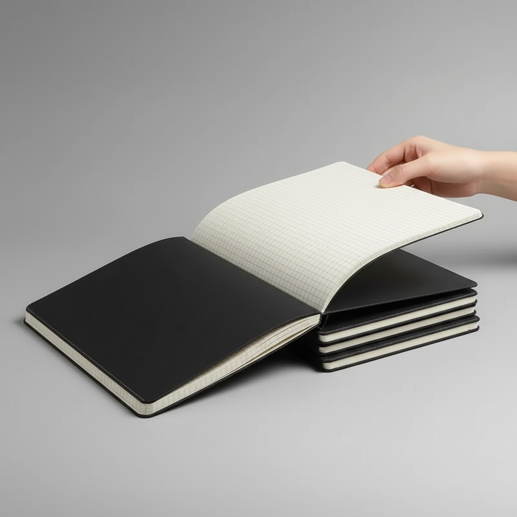 A5 vintage notebook with rustic cover and rounded corners