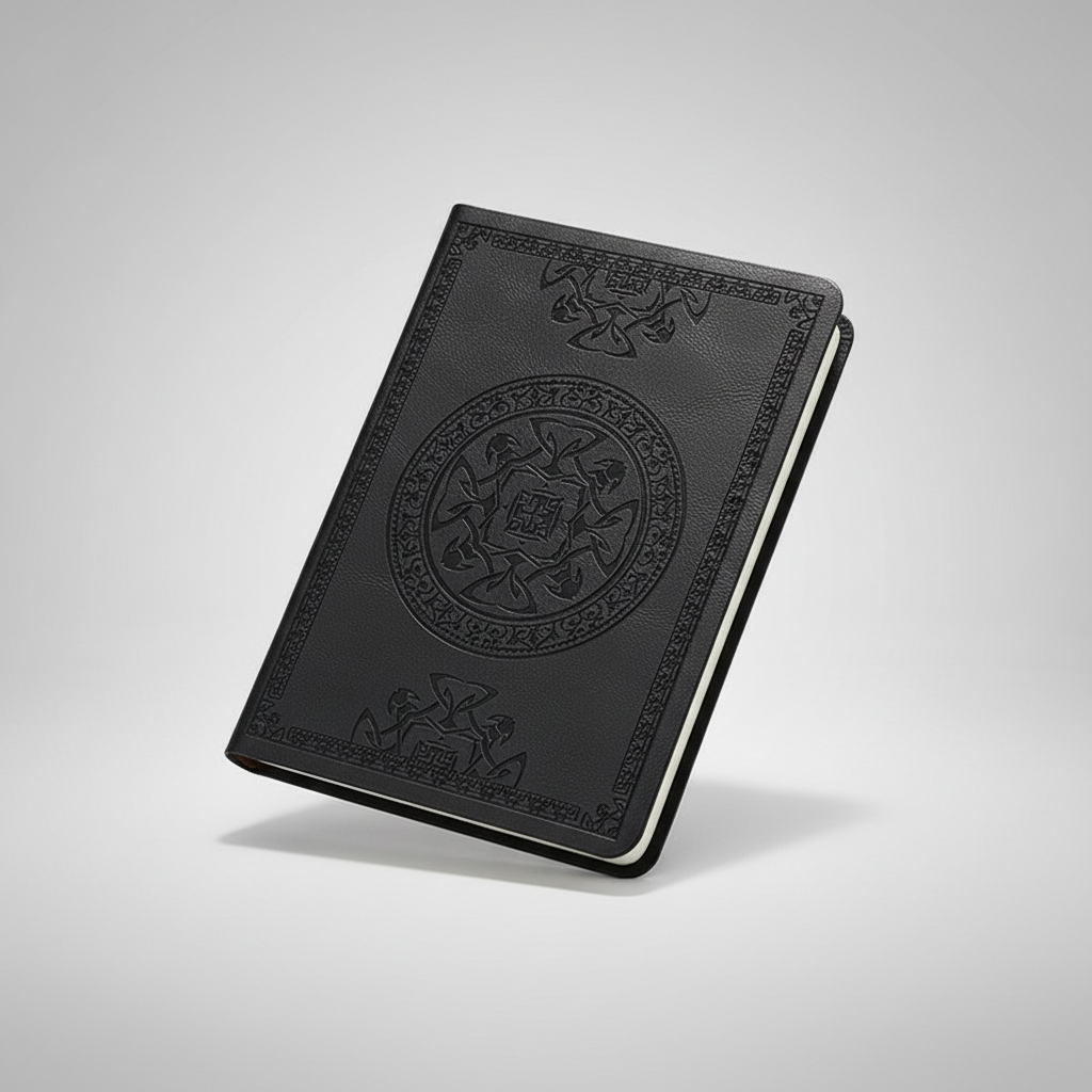 A6 pocket notebook with embossed vintage cover design