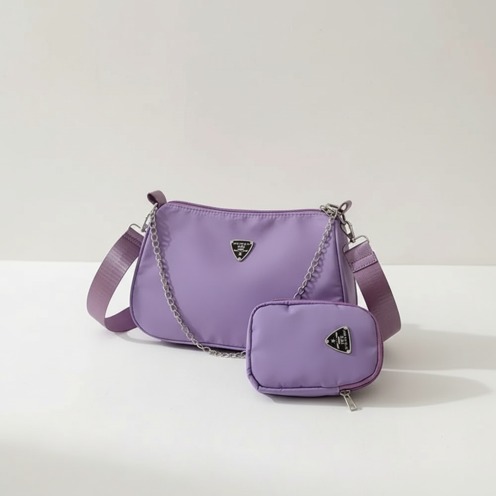 Lightweight nylon crossbody shoulder bag with secure zip and quick-access pocket