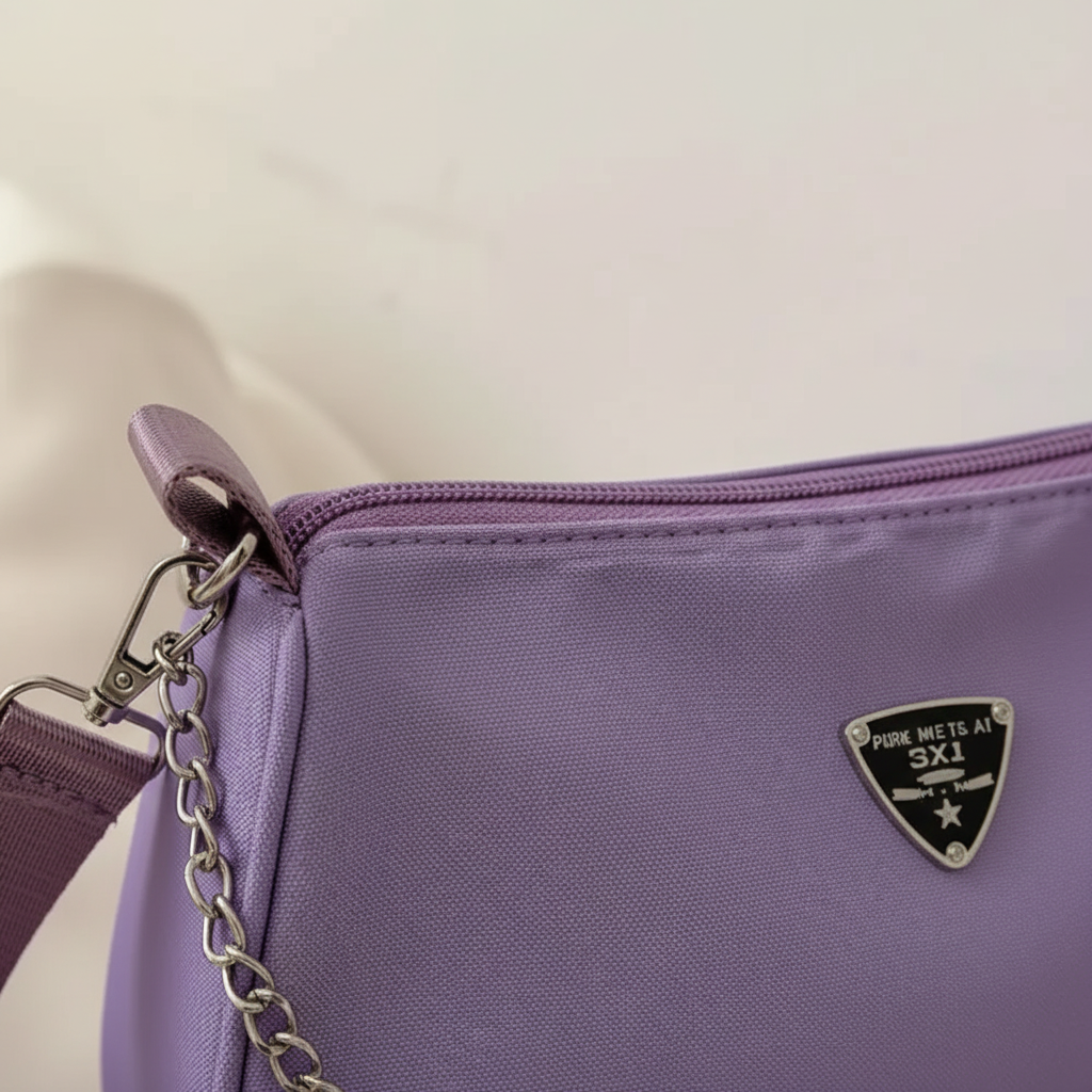Lightweight nylon crossbody shoulder bag with secure zip and quick-access pocket