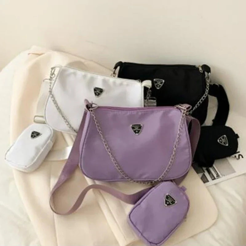 Lightweight nylon crossbody shoulder bag with secure zip and quick-access pocket