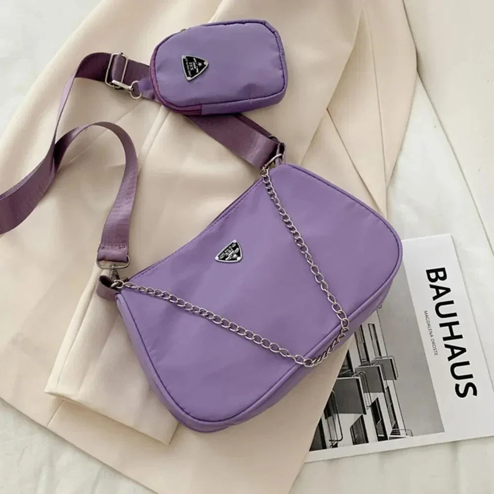Lightweight nylon crossbody shoulder bag with secure zip and quick-access pocket