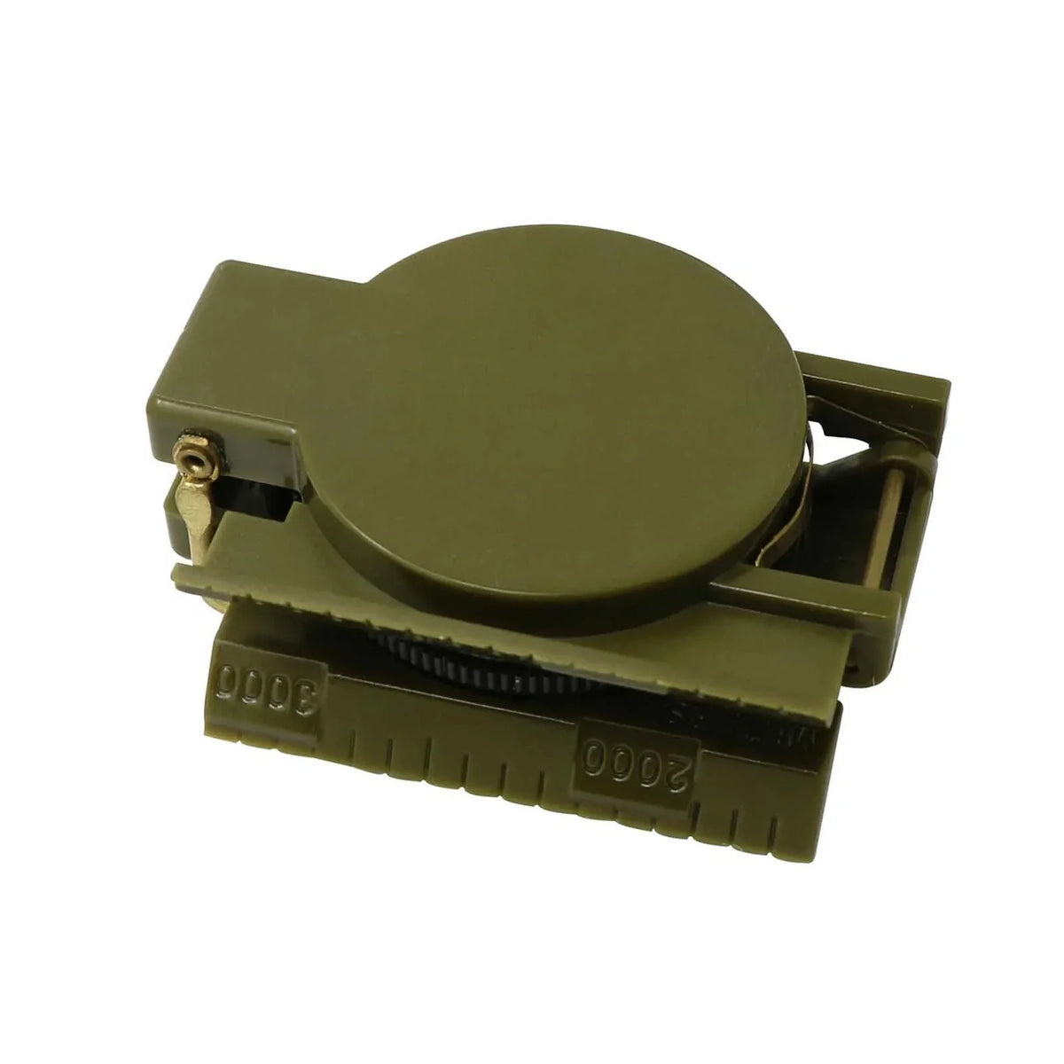 Lensatic field compass with phosphorescent markings for hiking and camping
