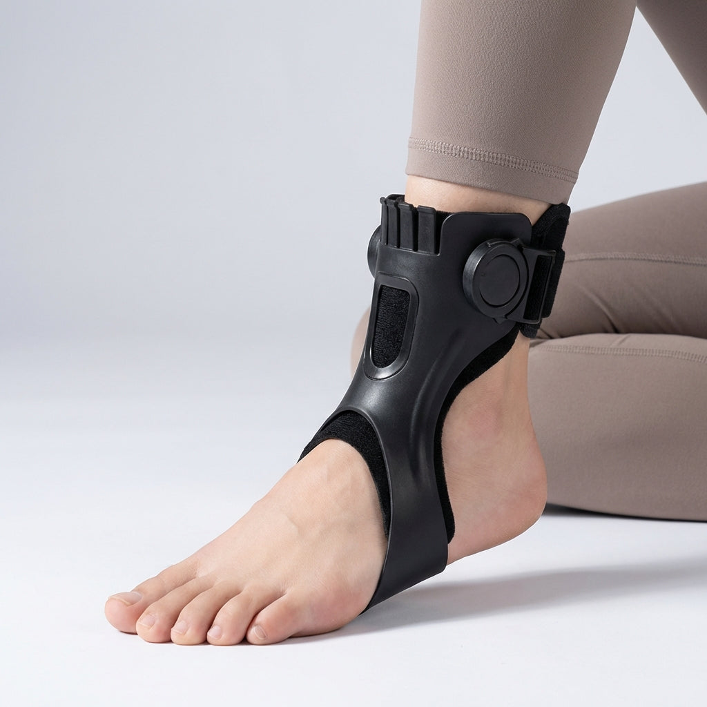 Adjustable foot drop brace with ankle stabiliser for walking support