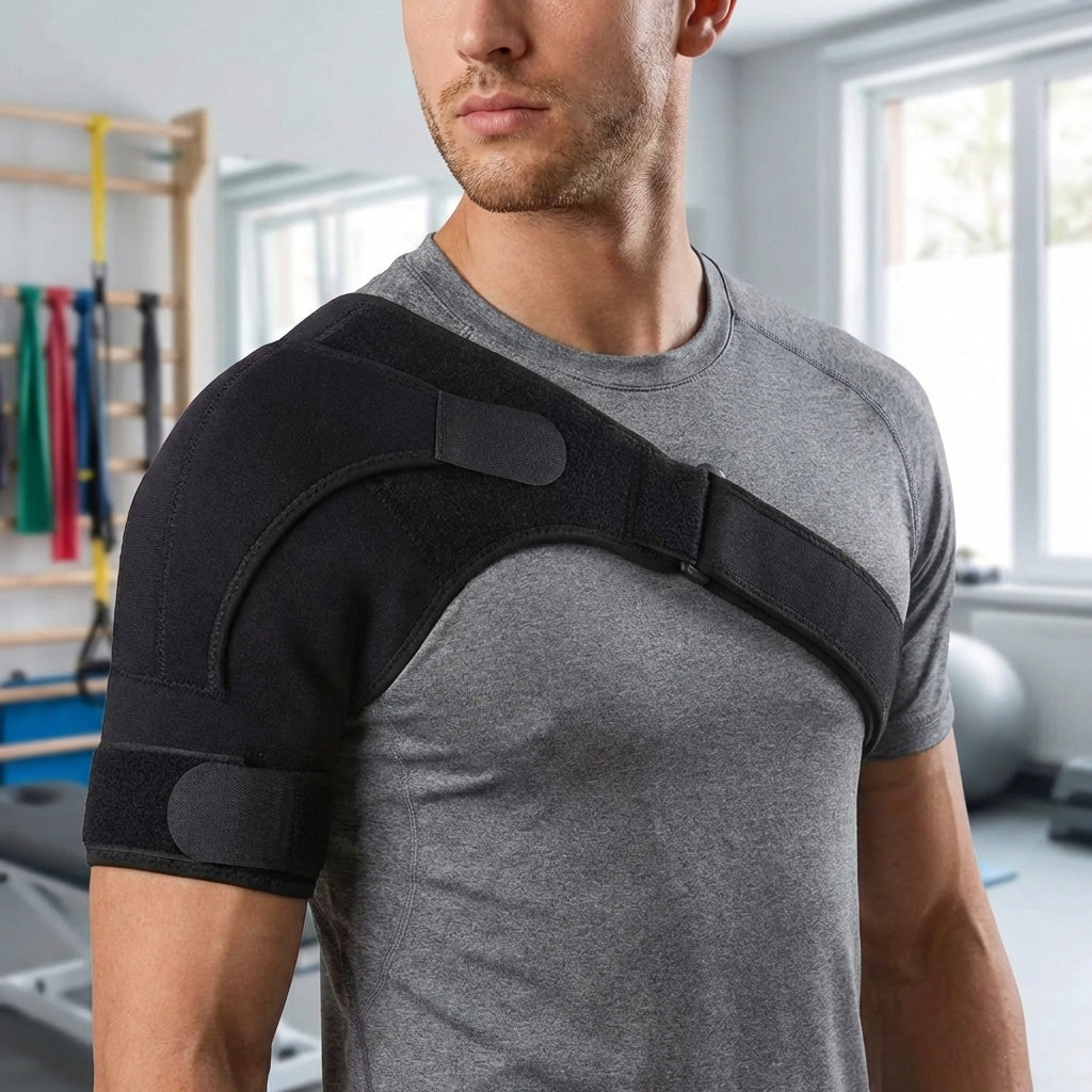 Adjustable shoulder compression wrap for support and pain relief