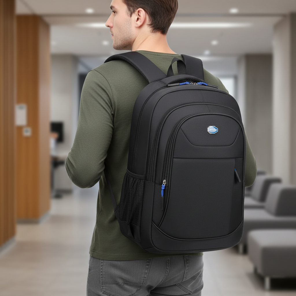 Oxford fabric business backpack with padded laptop compartment