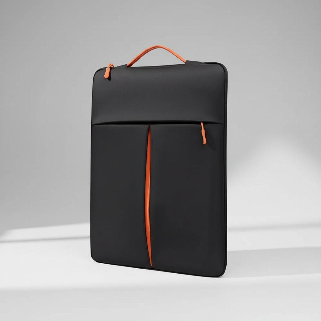 Slim padded laptop sleeve with shockproof protection and front pocket