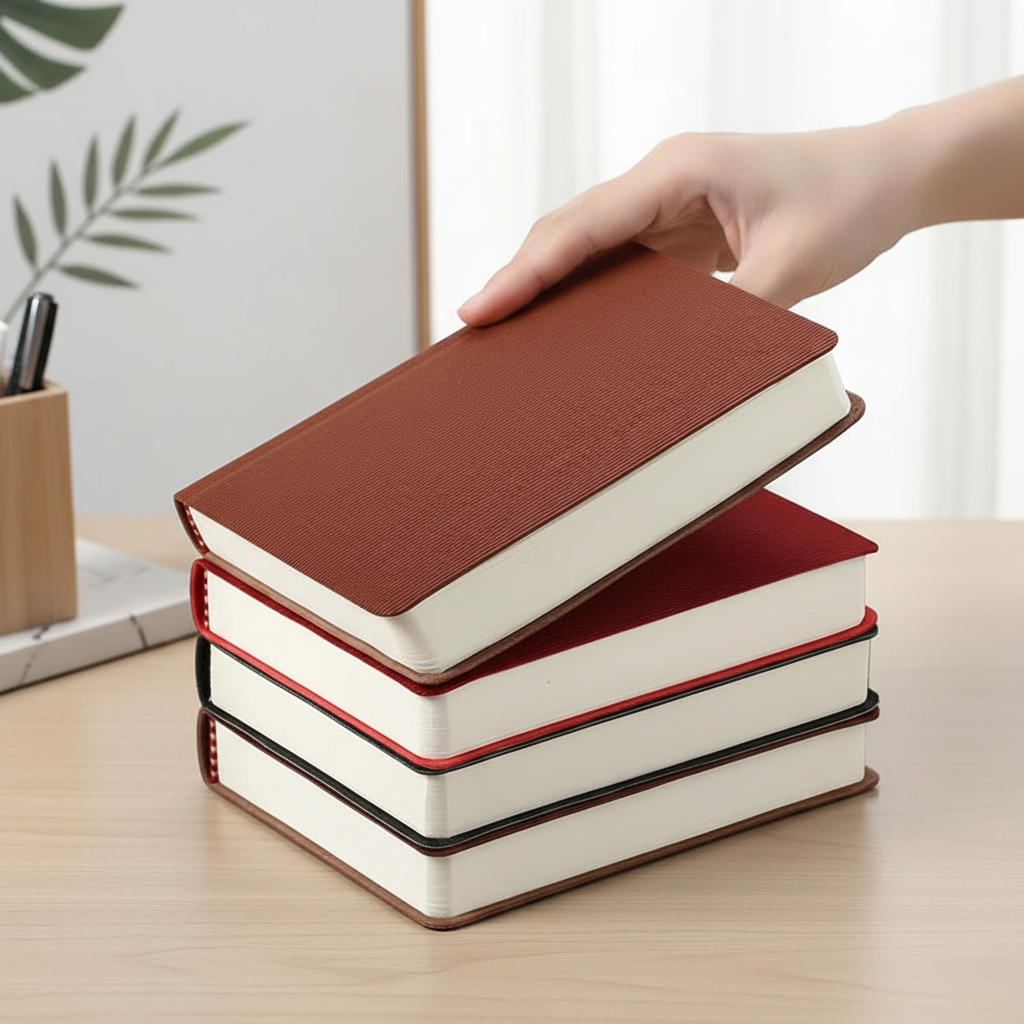 Compact A6 thread bound notebook with 360 pages and mixed lined and blank pages