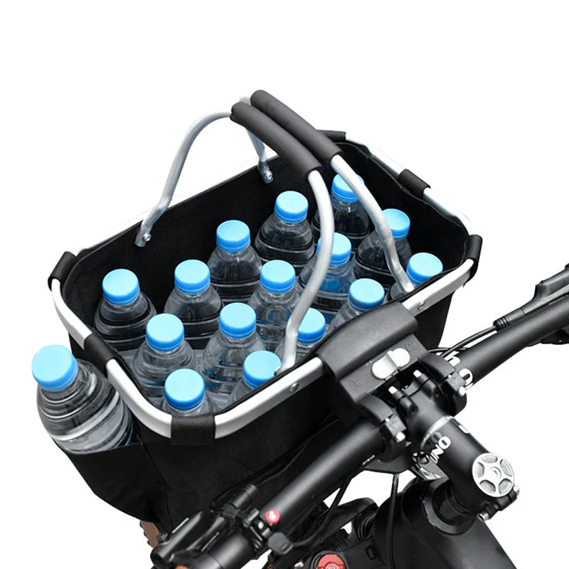 Portable bicycle pet carrier basket with ventilated sides for small dogs and cats