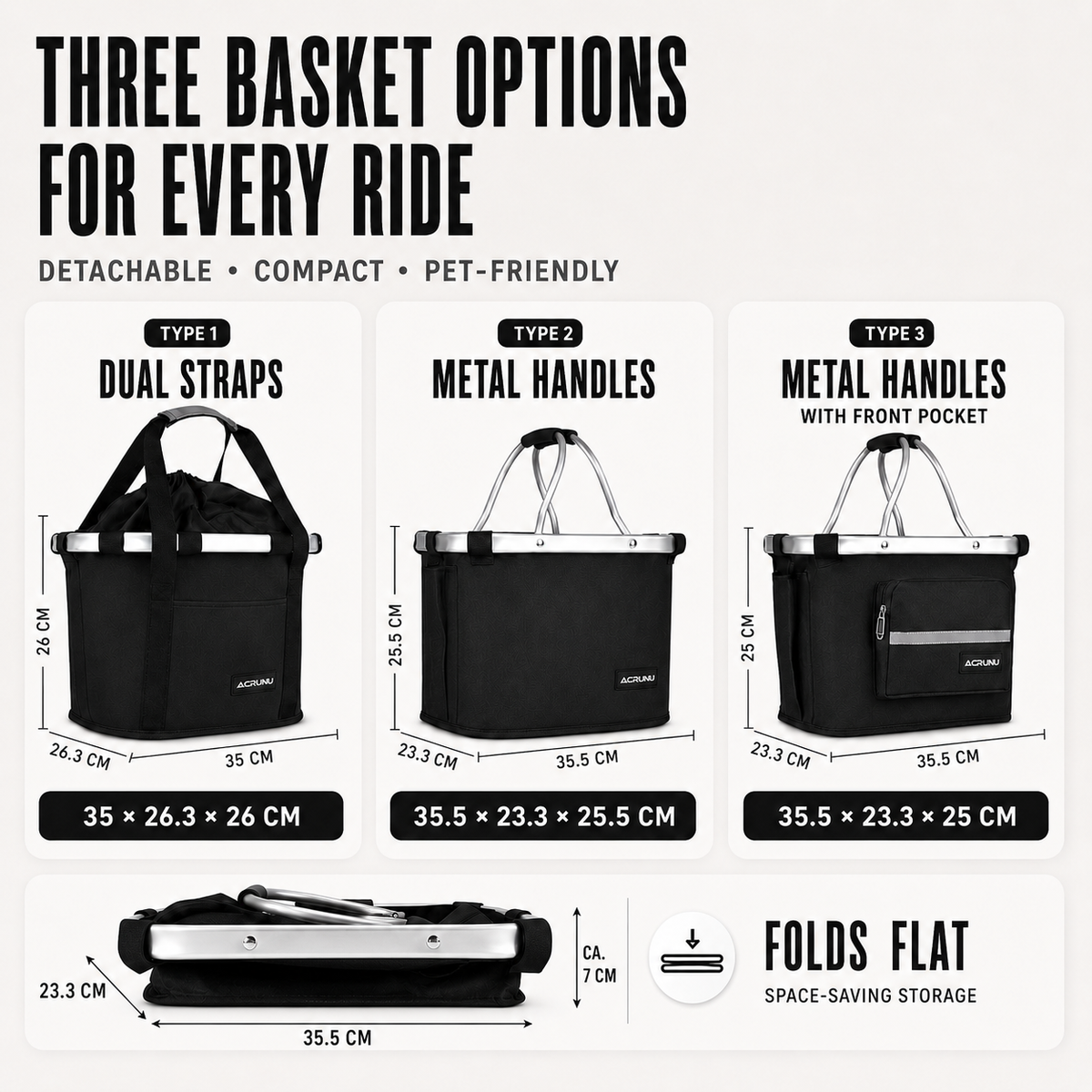 Thrives Outdoor | Pawdler Portable Bicycle Front Basket Carrier