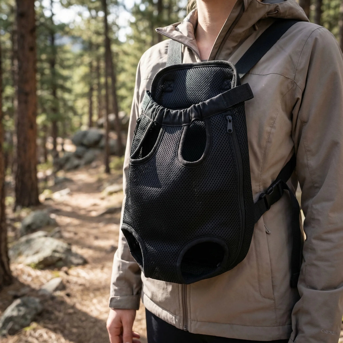 Pet carrier front pouch with dual shoulder straps breathable
