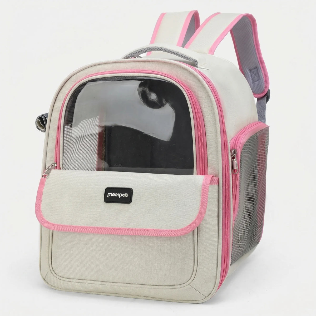 Spacious foldable pet backpack with breathable mesh and bubble window
