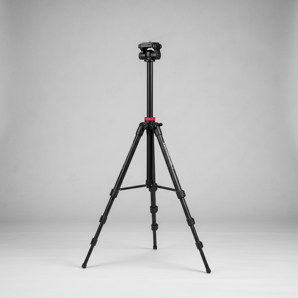 Portable aluminium tripod stand with universal mount for cameras and lights