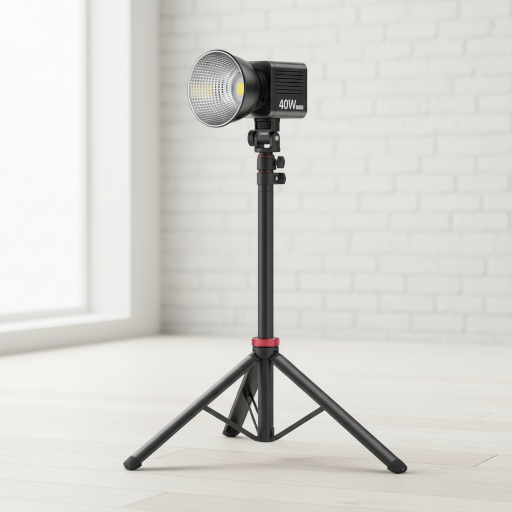 Portable aluminium tripod stand with universal mount for cameras and lights