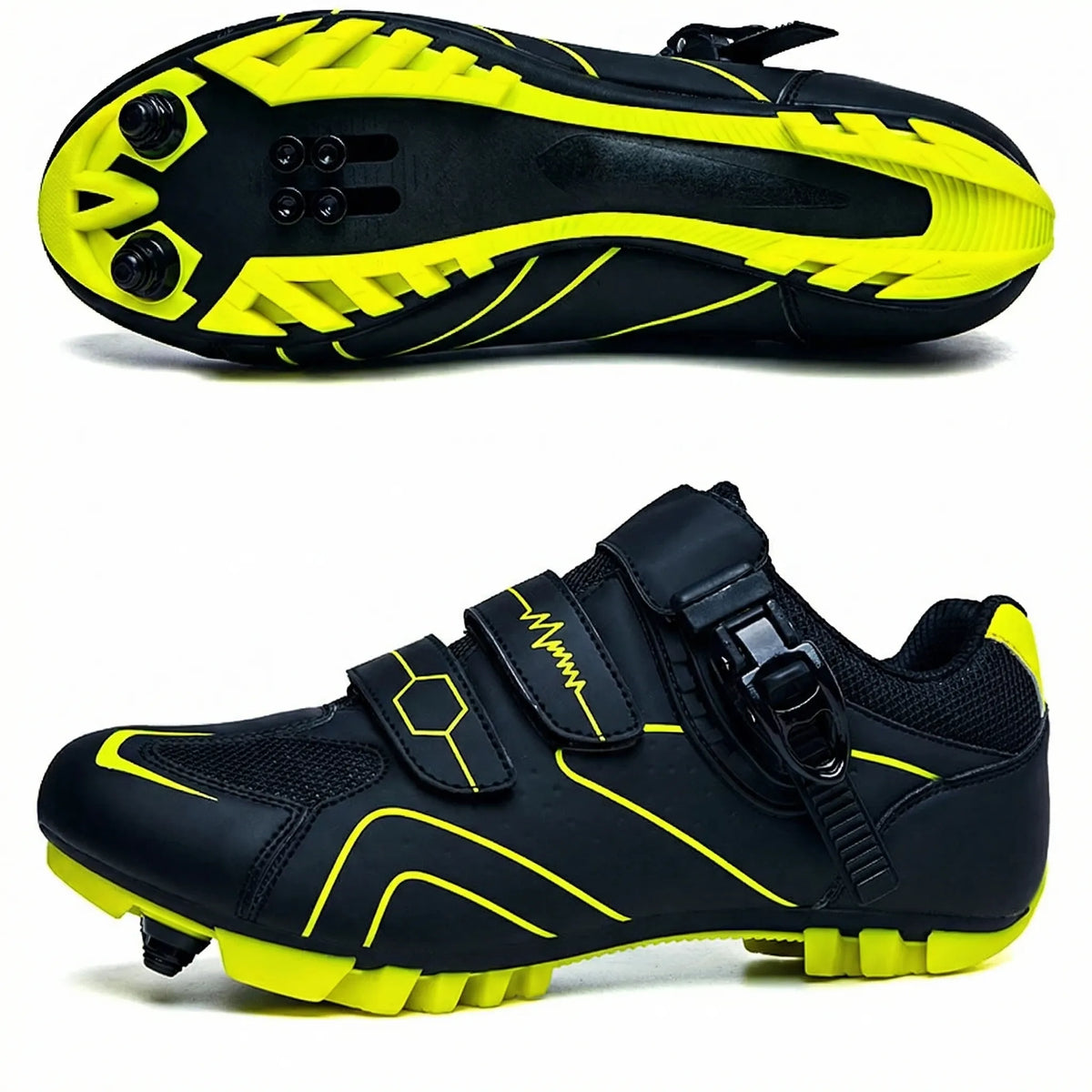 Men's MTB cycling shoe with SPD cleat compatibility and ratchet buckle