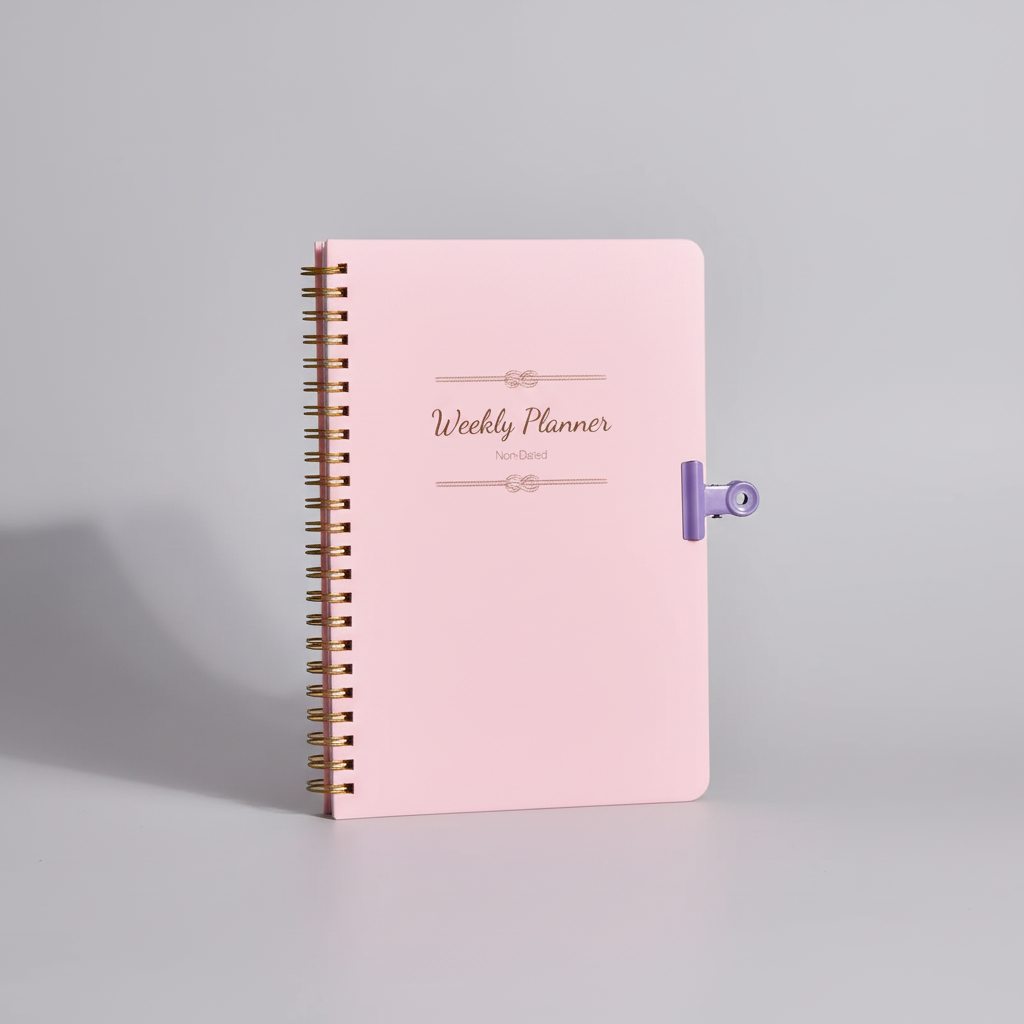 Weekly spiral planner with habit tracker and daily sections