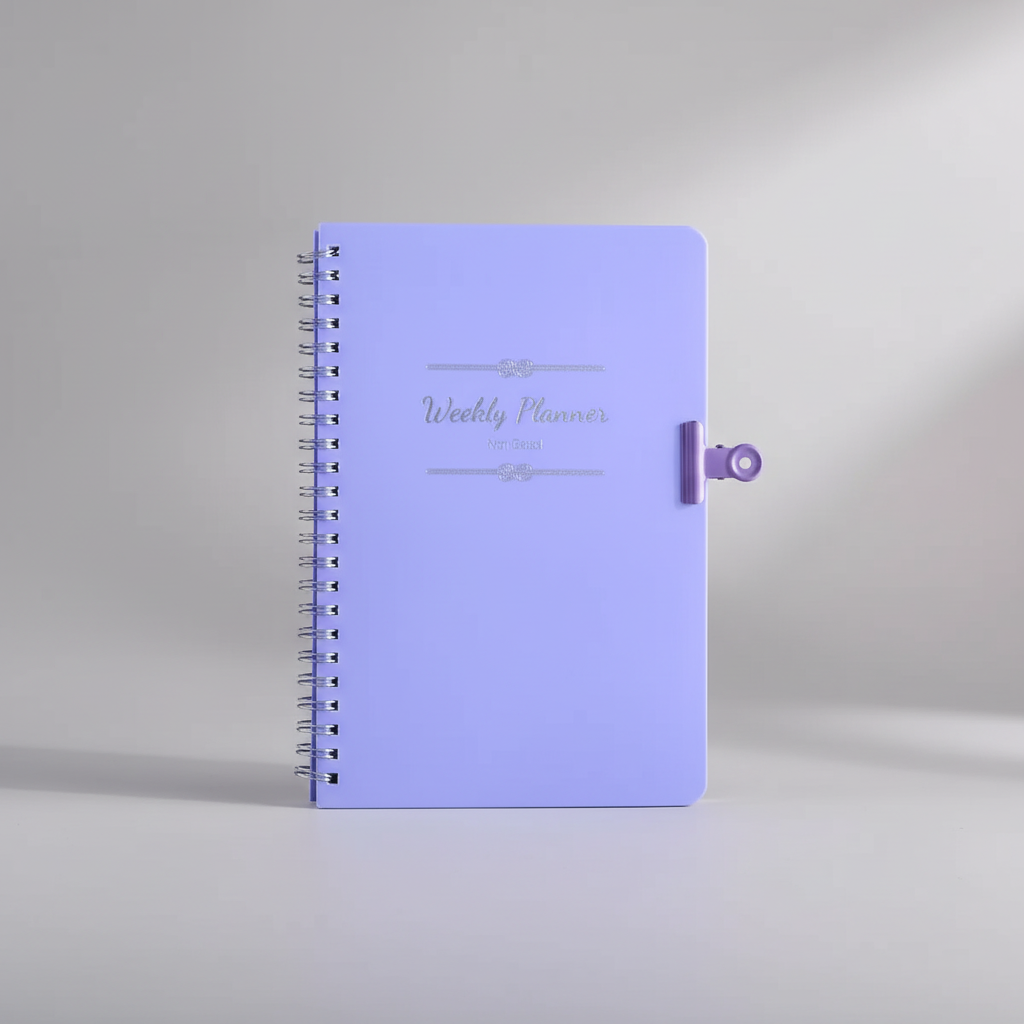 Weekly spiral planner with habit tracker and daily sections