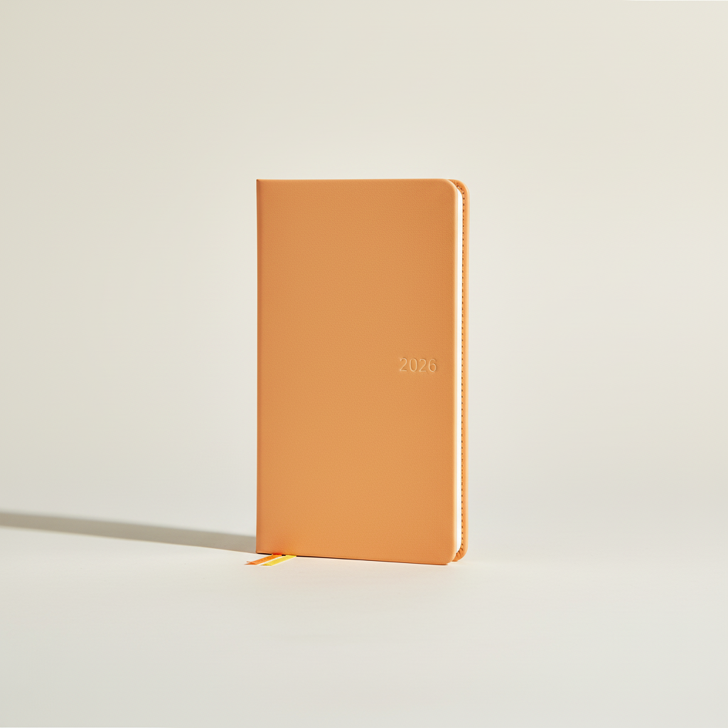Slim weekly pocket planner with ribbon markers and note sections